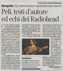 Peli, testi d'autore ed echi dei Radiohead